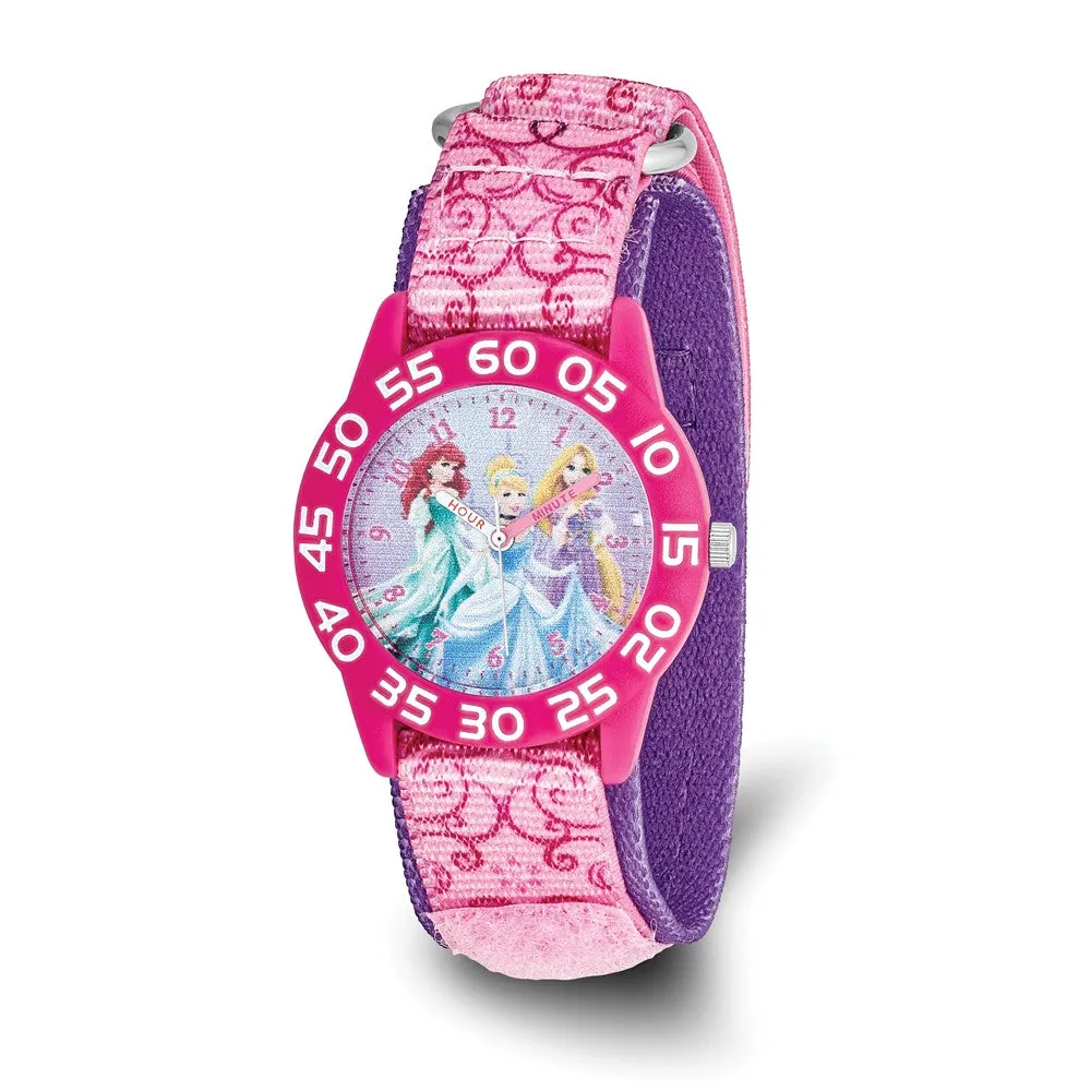 Disney Princess Time Teacher Watch Pink Nylon Acrylic Girls'