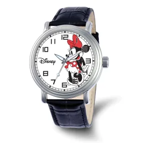 Disney Women's Black Leather Minnie Mouse Watch - 44mm Size