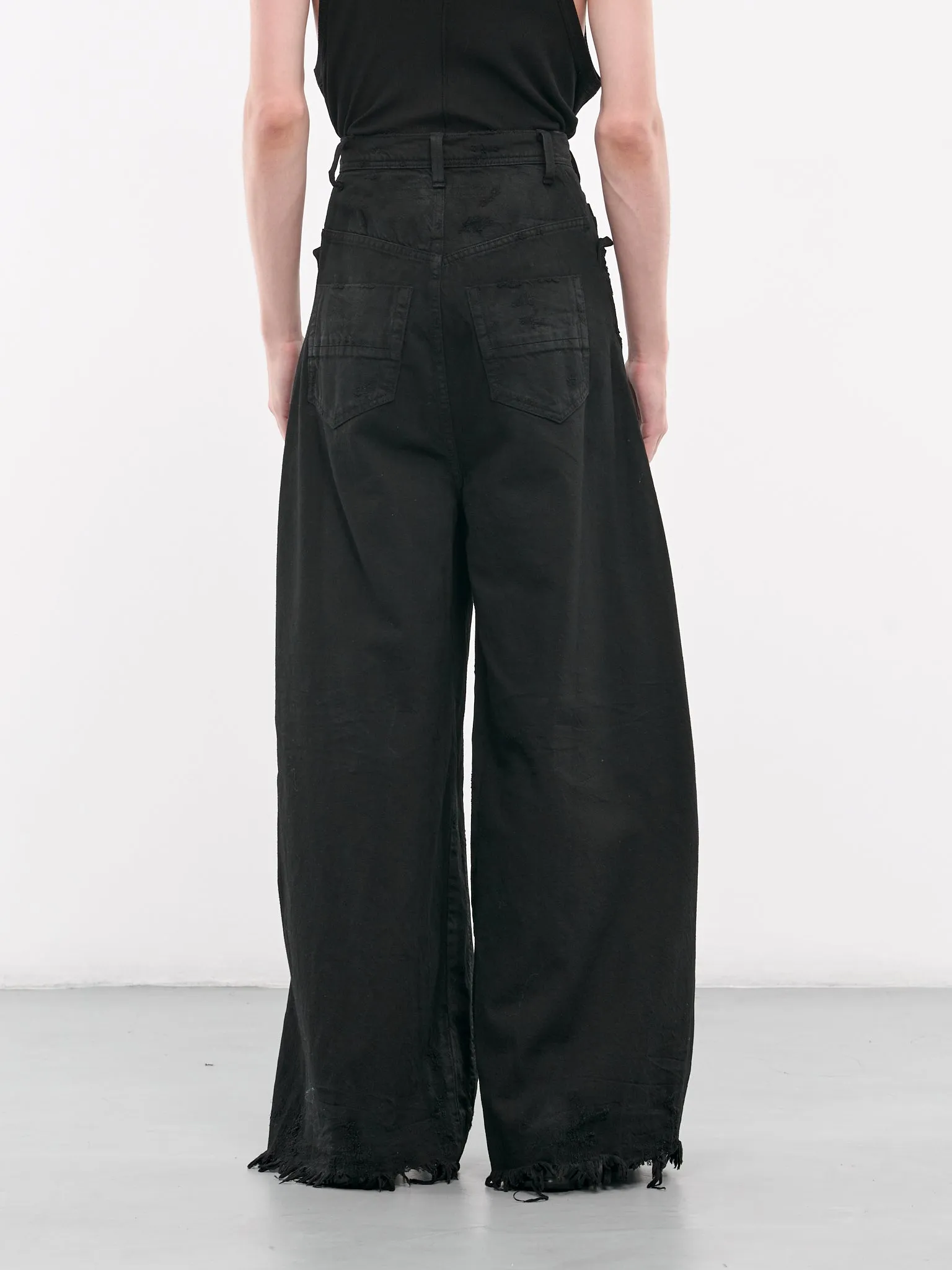 Distressed Wide Leg Trousers (877PAM13-BD-BLACK)