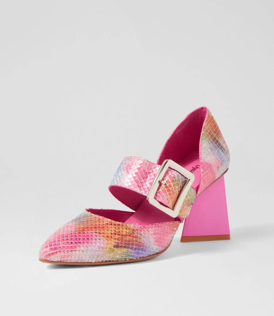 DJANGO & JULIETTE Halden Rainbow Cut Leather Heels