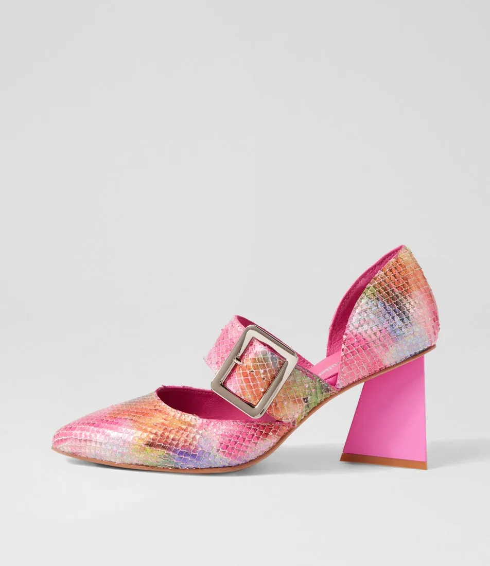 DJANGO & JULIETTE Halden Rainbow Cut Leather Heels