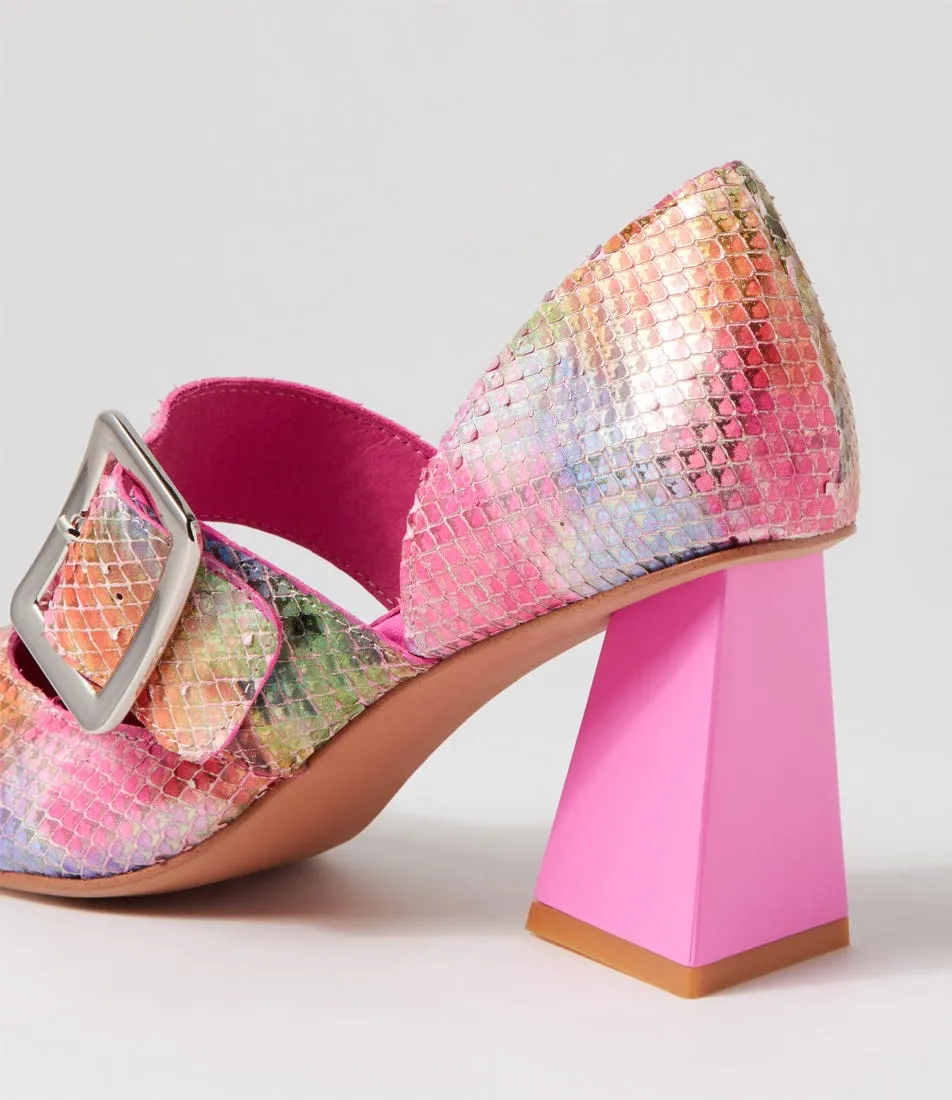 DJANGO & JULIETTE Halden Rainbow Cut Leather Heels