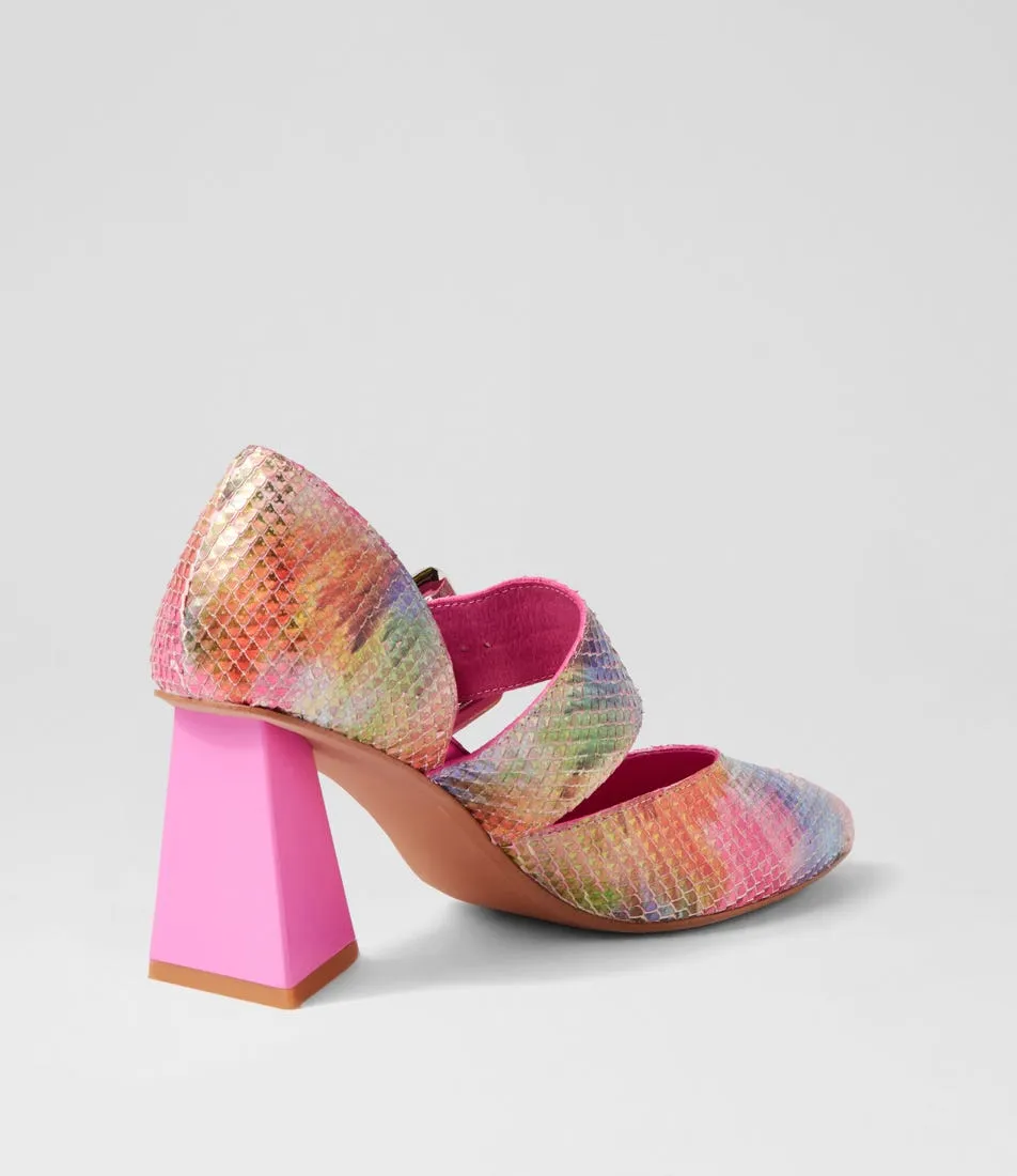 DJANGO & JULIETTE Halden Rainbow Cut Leather Heels