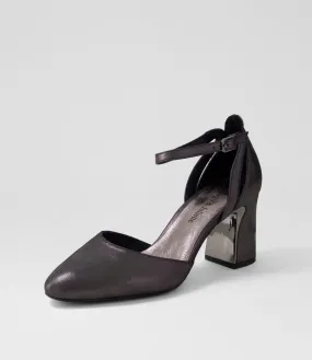 DJANGO & JULIETTE Killie Black Shimmer Leather Heels