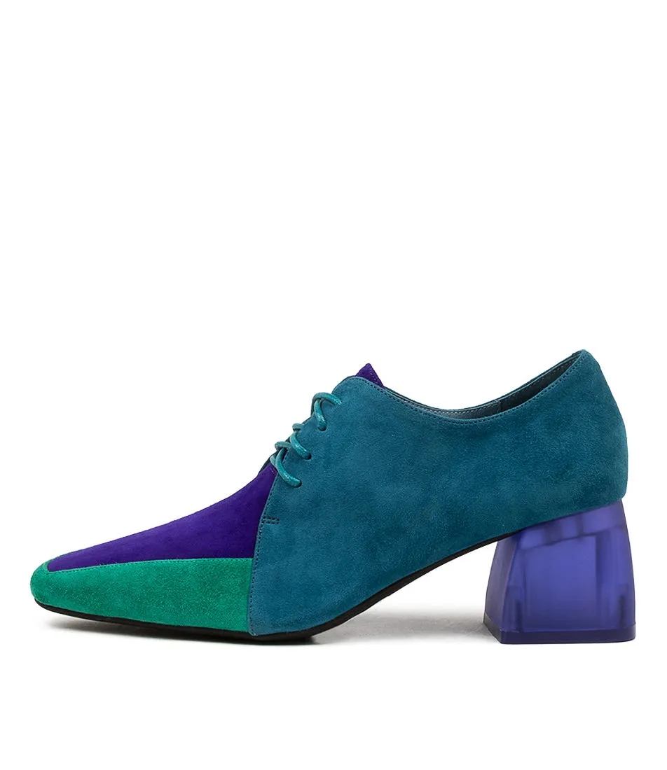 DJANGO & JULIETTE Marice Emerald Purple Leather Heels