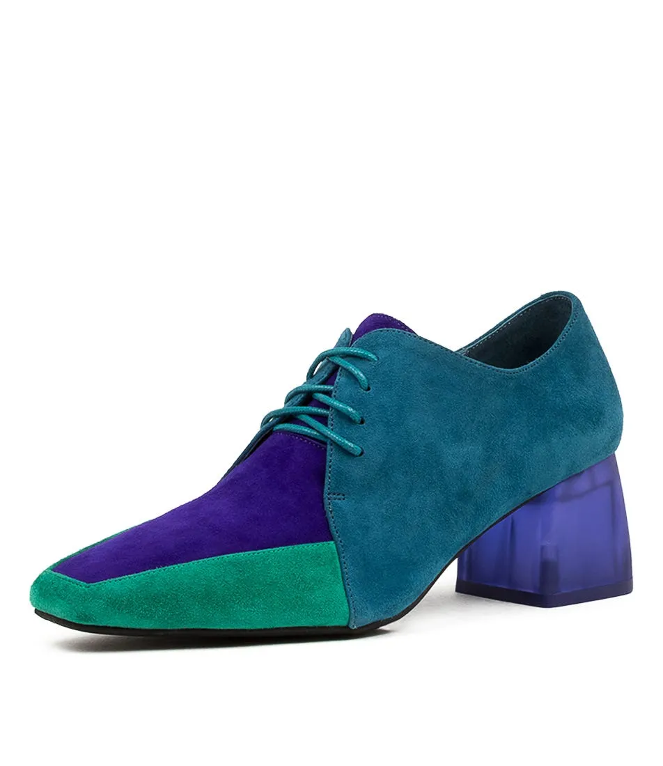 DJANGO & JULIETTE Marice Emerald Purple Leather Heels