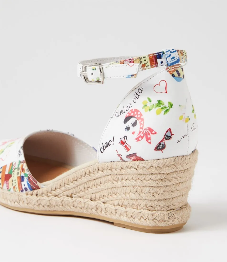 Amalfi Print Leather Wedges by DJANGO & JULIETTE