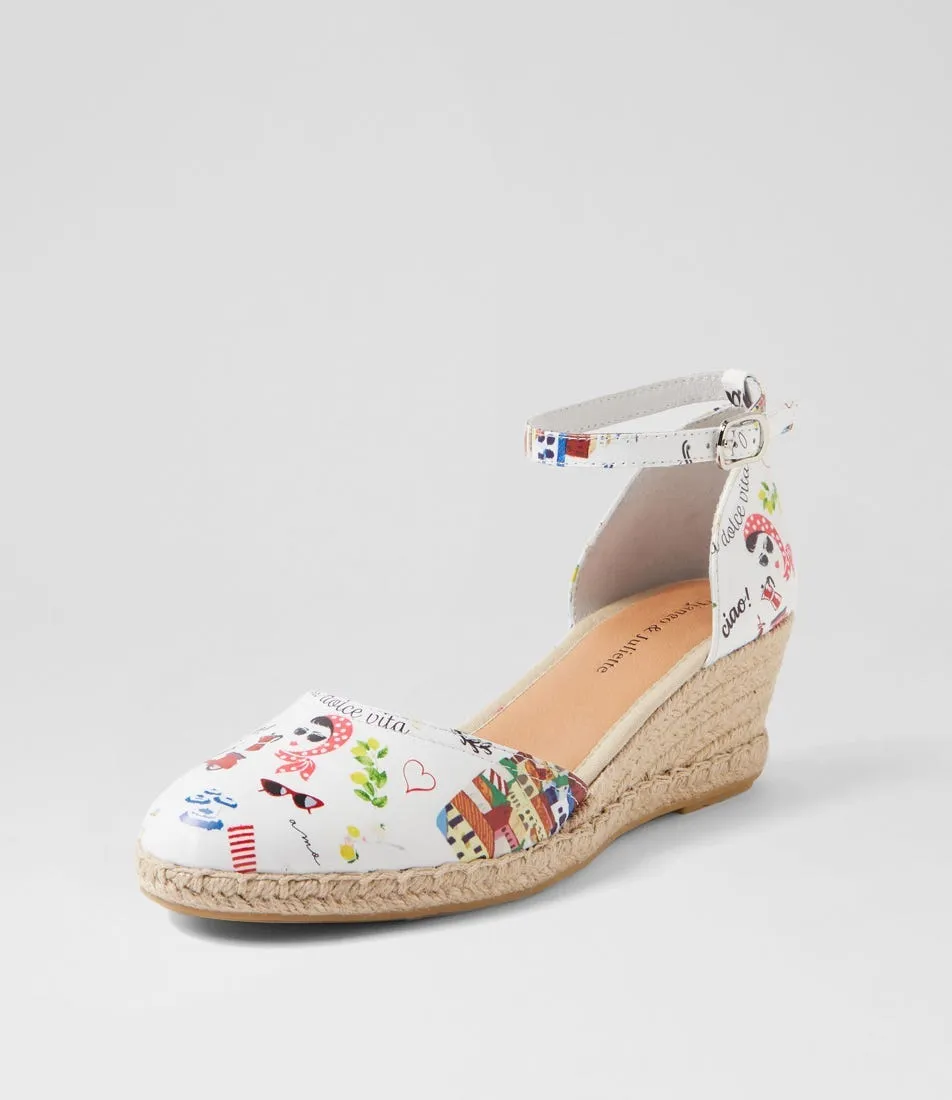 Amalfi Print Leather Wedges by DJANGO & JULIETTE