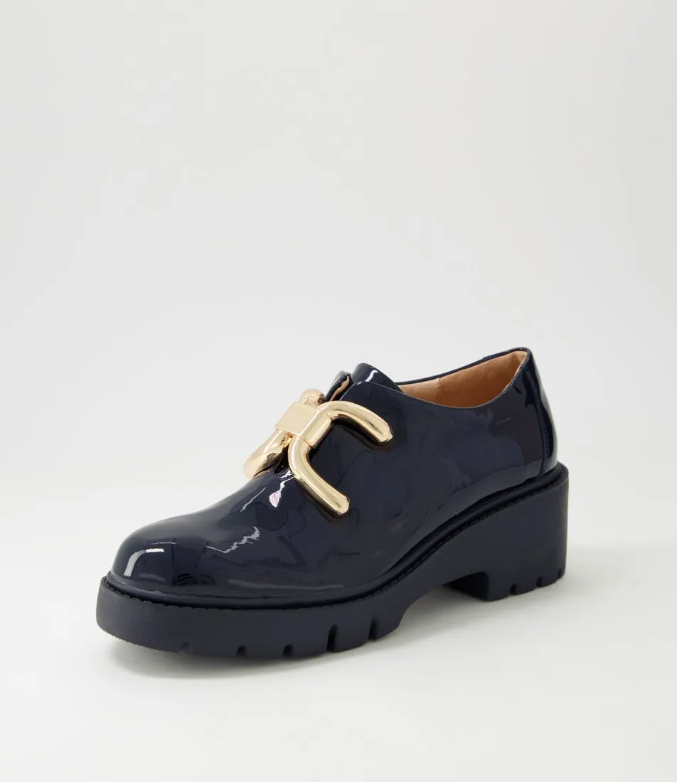 DJANGO & JULIETTE Usling Navy Patent Leather Heels