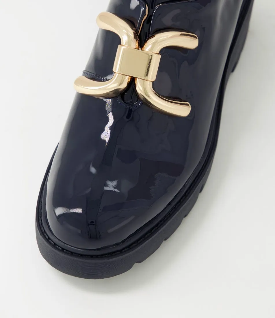 DJANGO & JULIETTE Usling Navy Patent Leather Heels