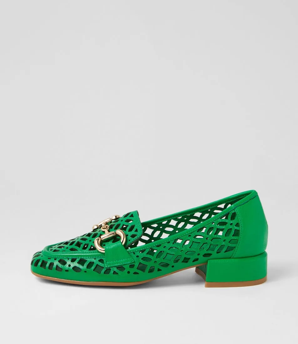 DJANGO & JULIETTE Vilis Bright Emerald Leather Heels