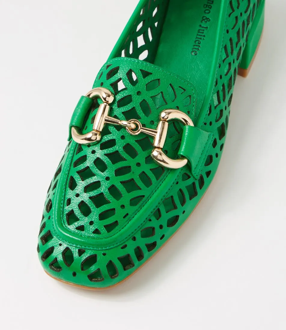 DJANGO & JULIETTE Vilis Bright Emerald Leather Heels