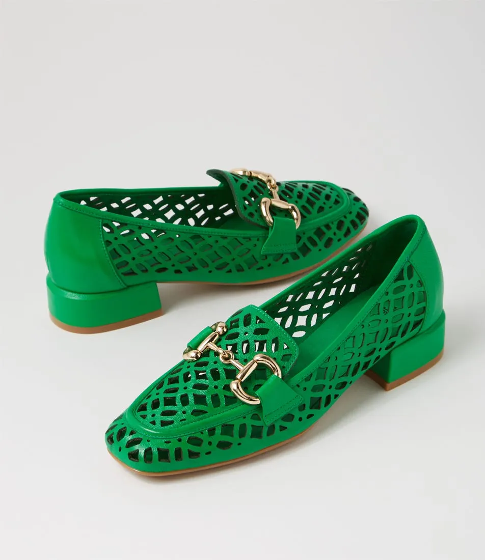 DJANGO & JULIETTE Vilis Bright Emerald Leather Heels