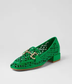 DJANGO & JULIETTE Vilis Bright Emerald Leather Heels