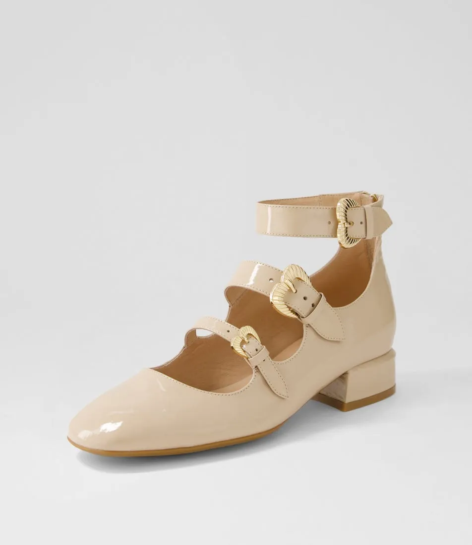 DJANGO & JULIETTE Voslo Latte Patent Leather Heels