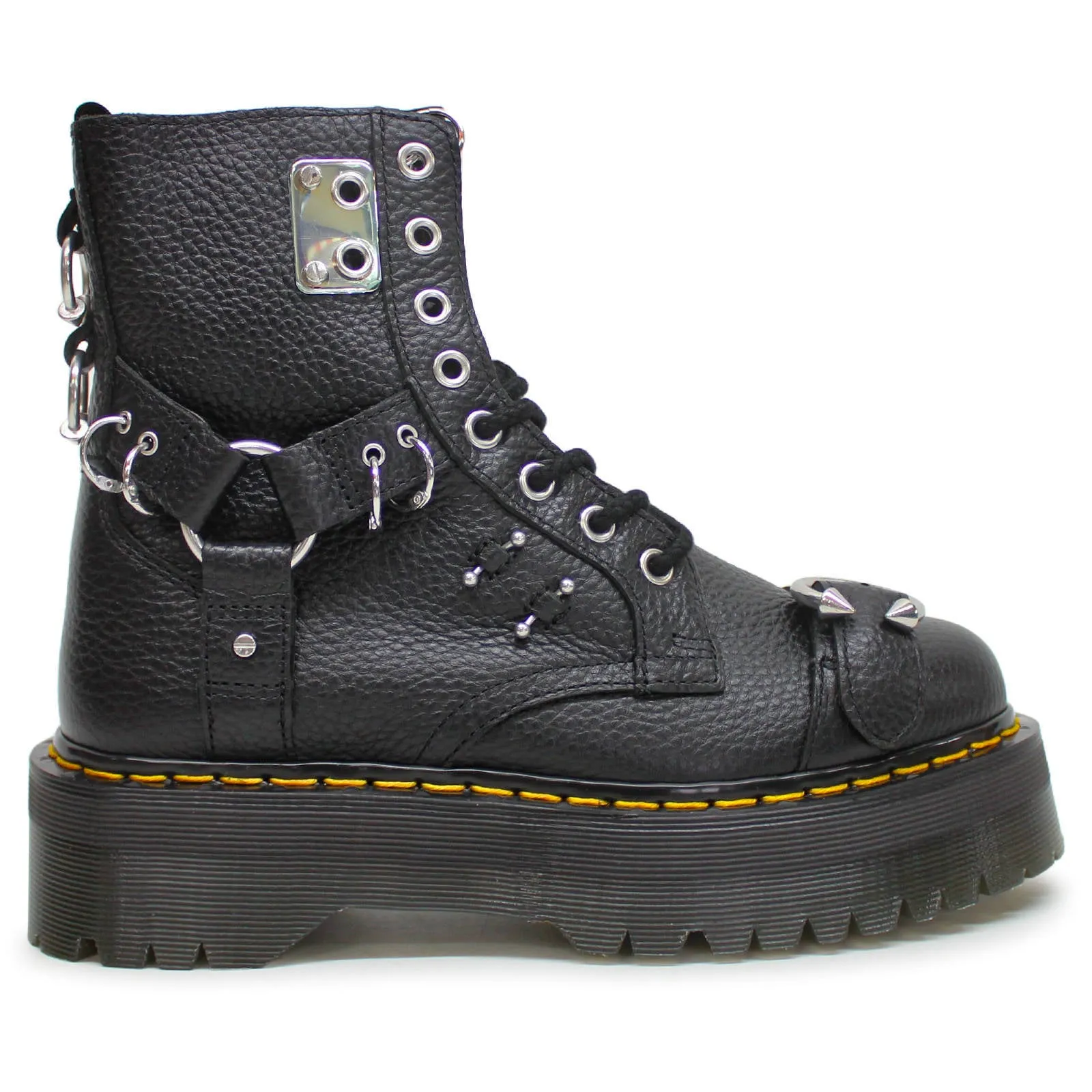 Dr. Martens Unisex Boots Jadon HDW Lace-Up Zip Platform Milled Nappa Leather - UK 6.5