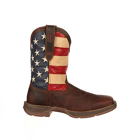 Durango Men's American Flag Western Boots, Patriotic Pull-On Square Toe Size 11