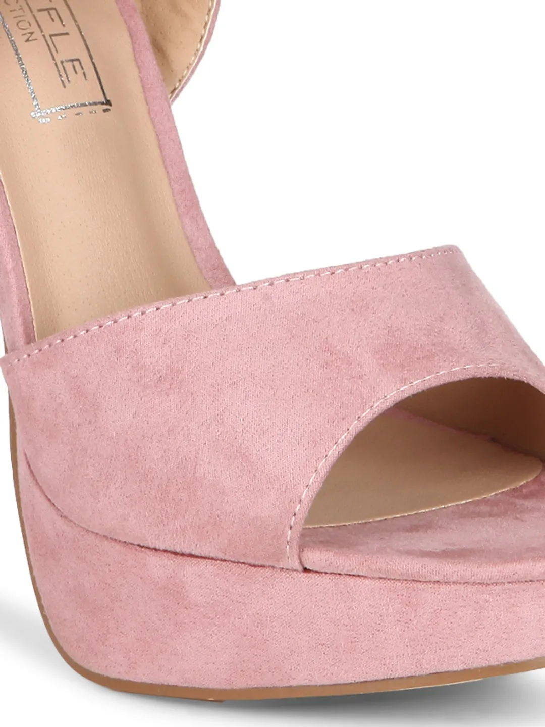 Dusty Rose Microfibre Ankle Strap Stiletto Pumps