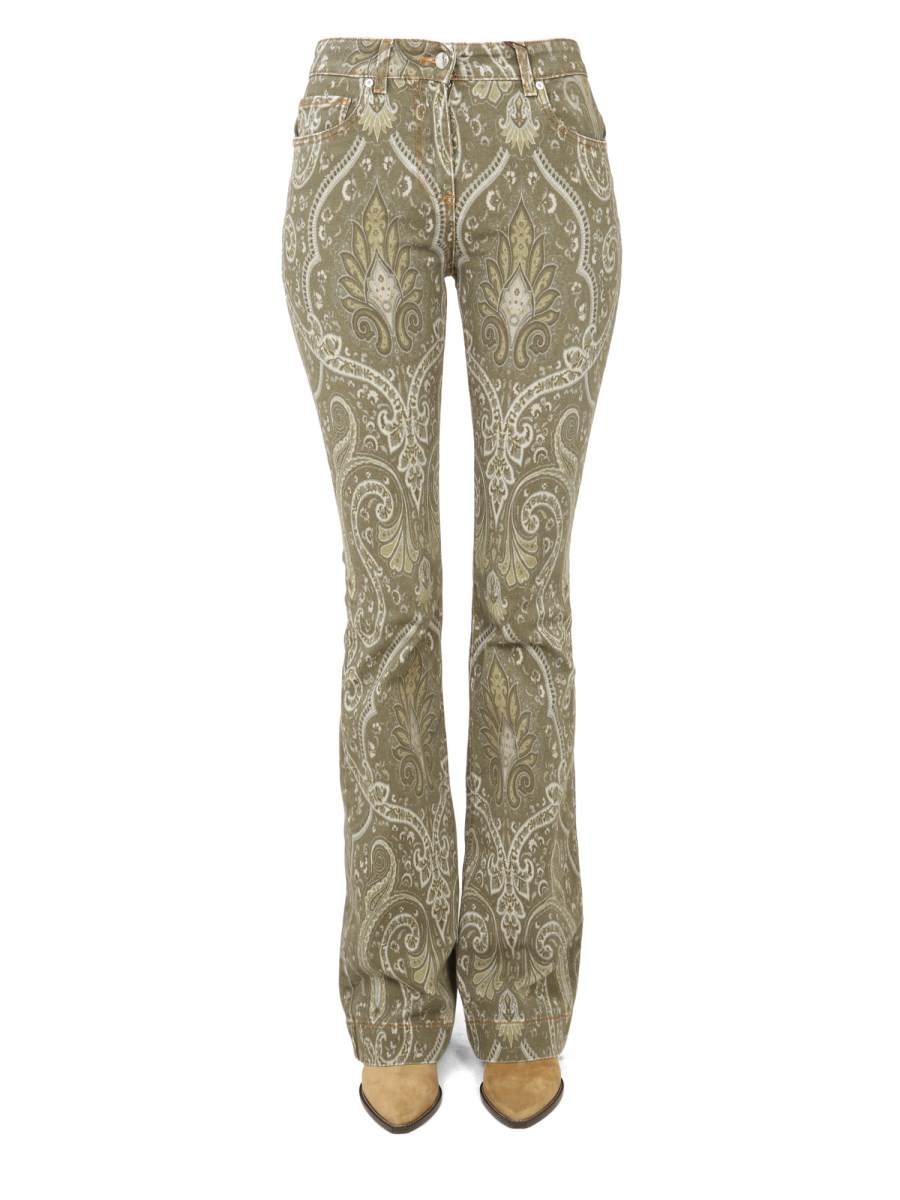 ETRO Paisley Print Cotton Denim Jeans