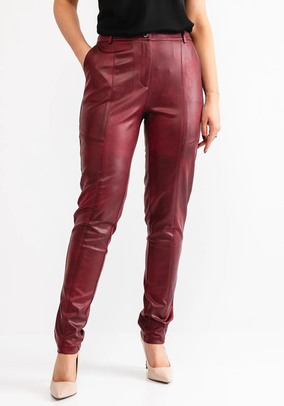 Eva Kayan Slim Leg Trousers, Wine