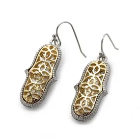 Stylish Filigree Dangle Earrings - Dual Tone