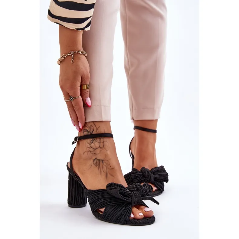 Fashionable Sandals With A Bow On Heels Black Callum