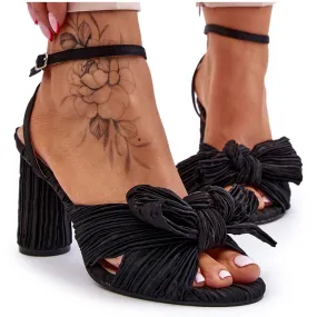 Fashionable Sandals With A Bow On Heels Black Callum