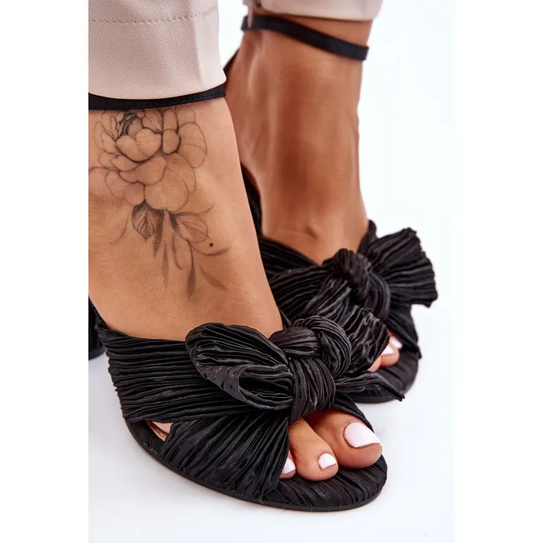 Fashionable Sandals With A Bow On Heels Black Callum