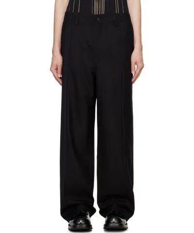 Feng Chen Wang Black Deconstructed Patchwork Trousers