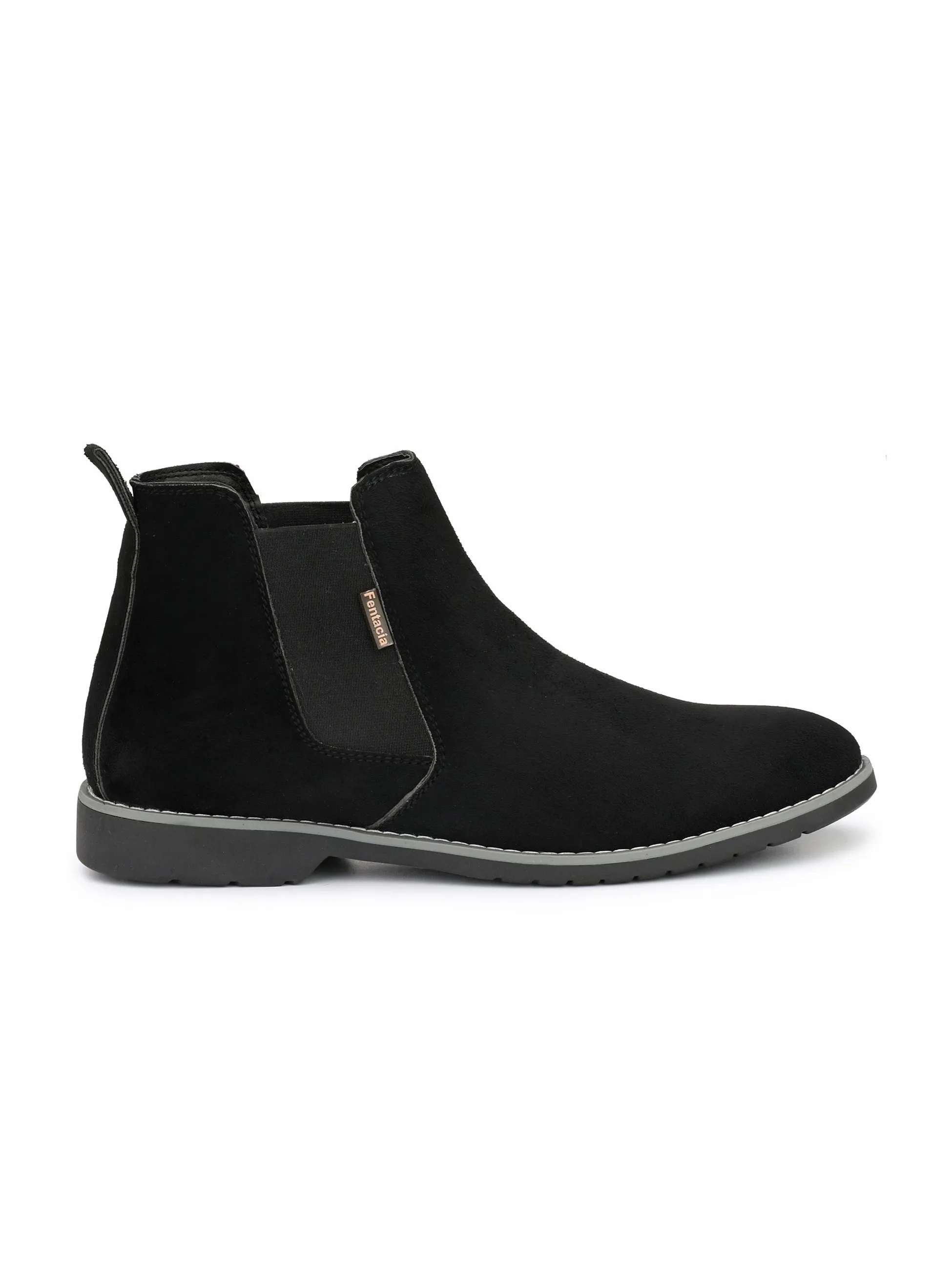 Fentacia Men Black Synthetic Suede Chelsea Boots