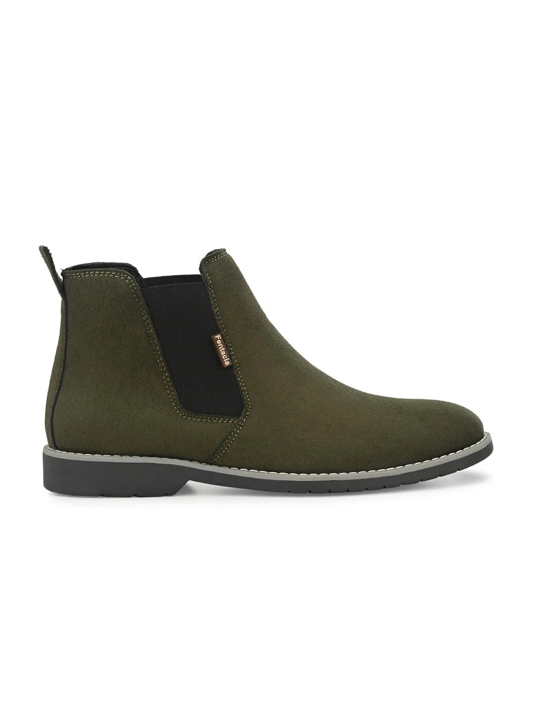 Fentacia Men Black Synthetic Suede Chelsea Boots