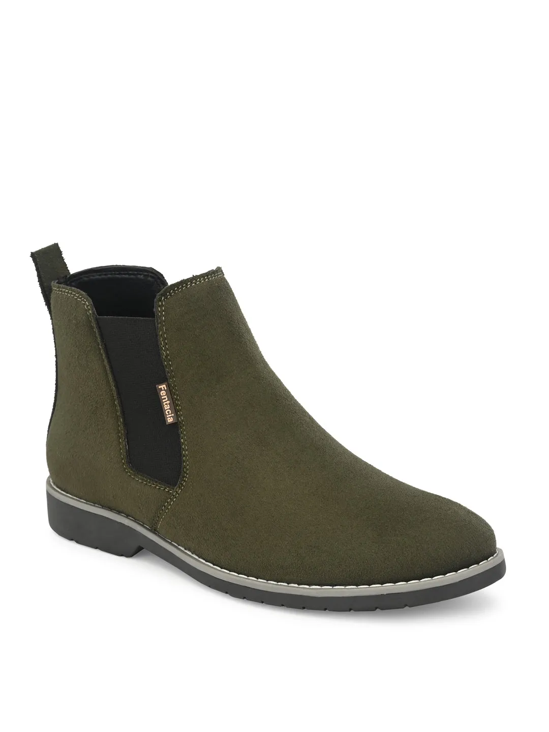 Fentacia Men Black Synthetic Suede Chelsea Boots