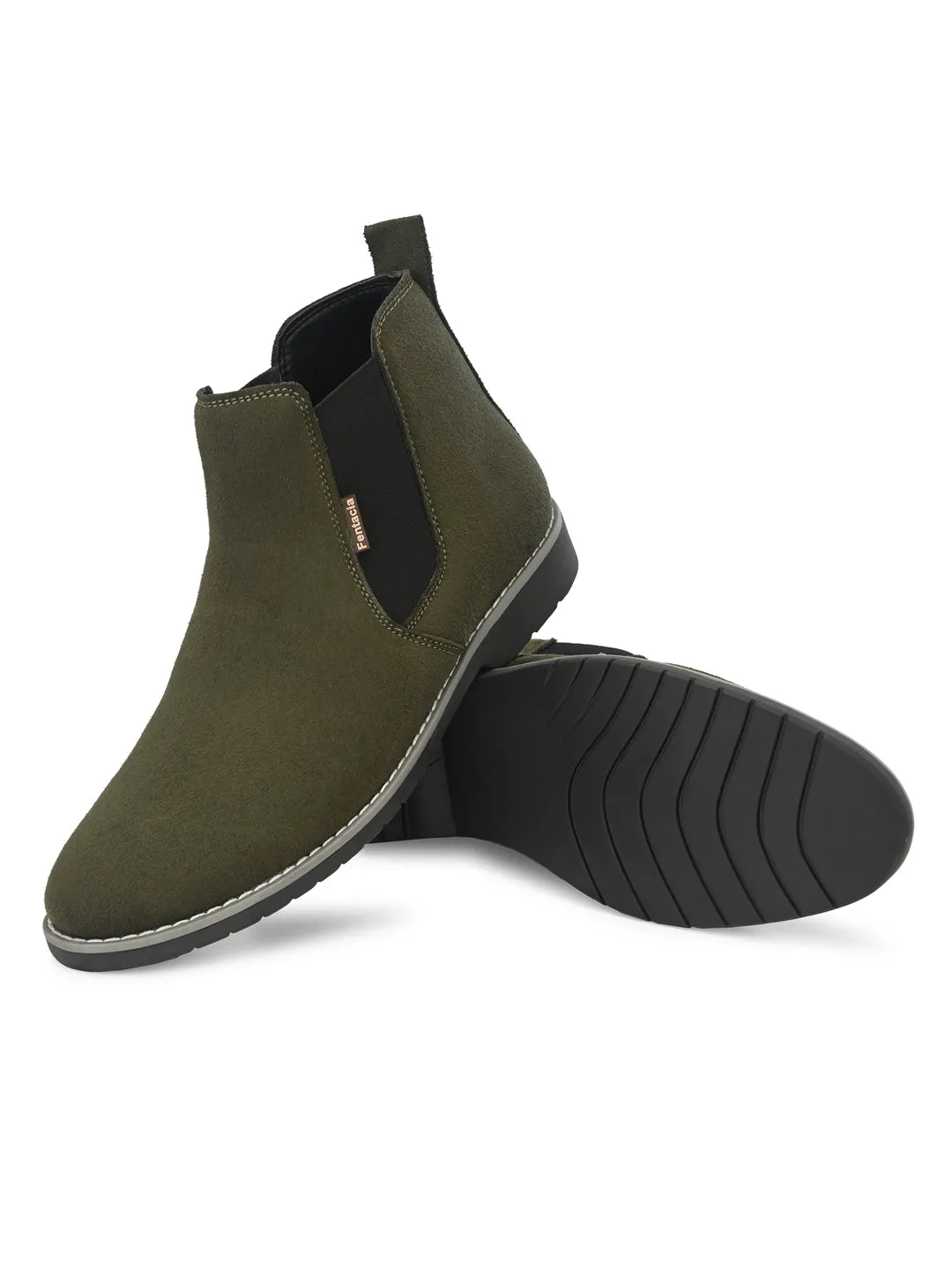 Fentacia Men Black Synthetic Suede Chelsea Boots