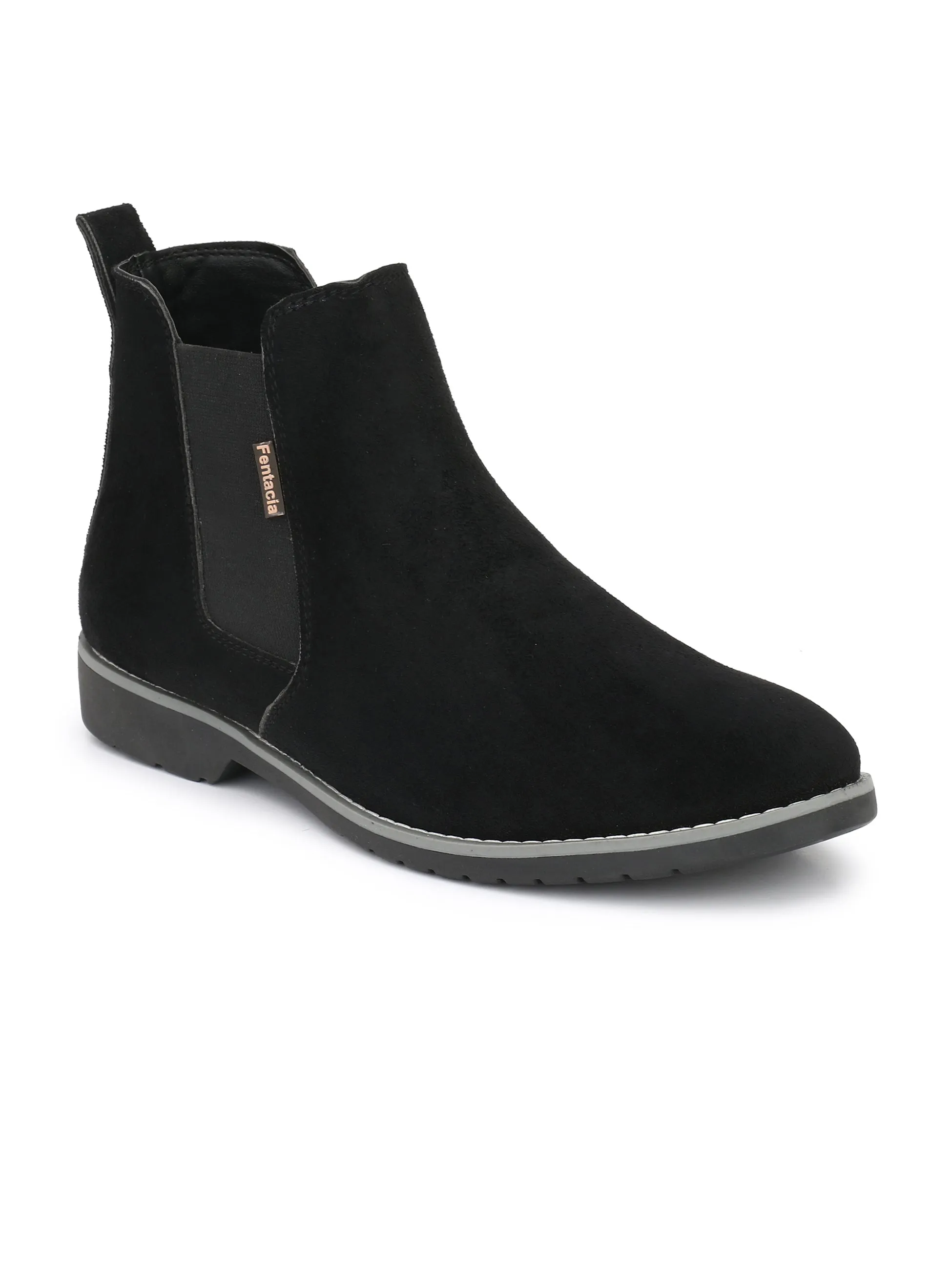 Fentacia Men Black Synthetic Suede Chelsea Boots