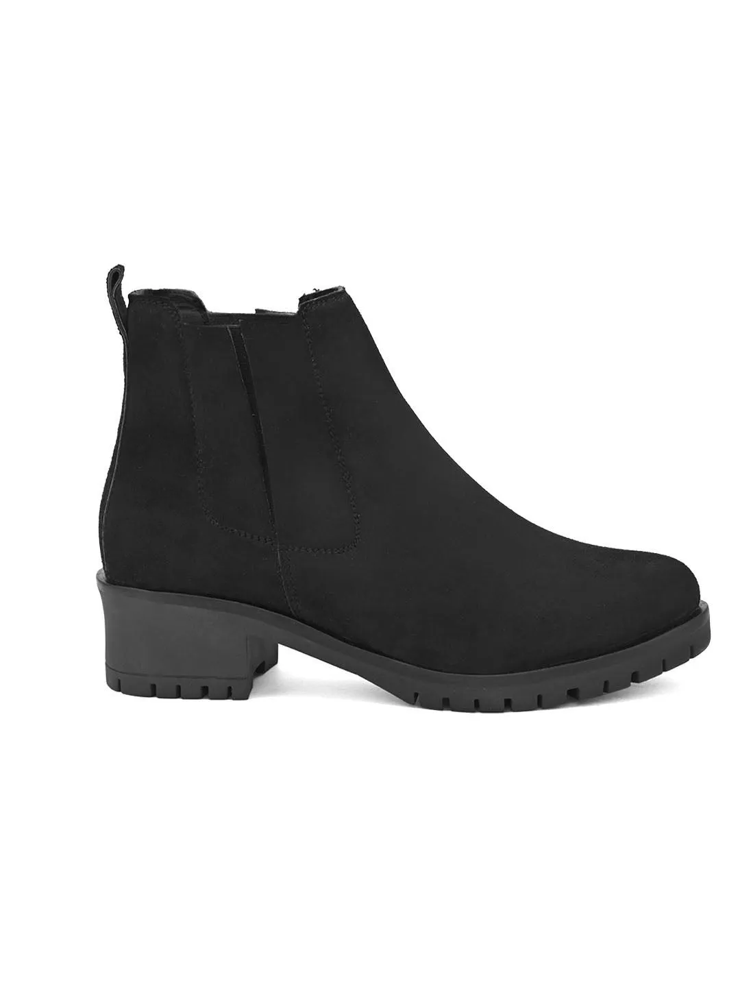 FENTACIA Women Black Suede Chlesea Boots