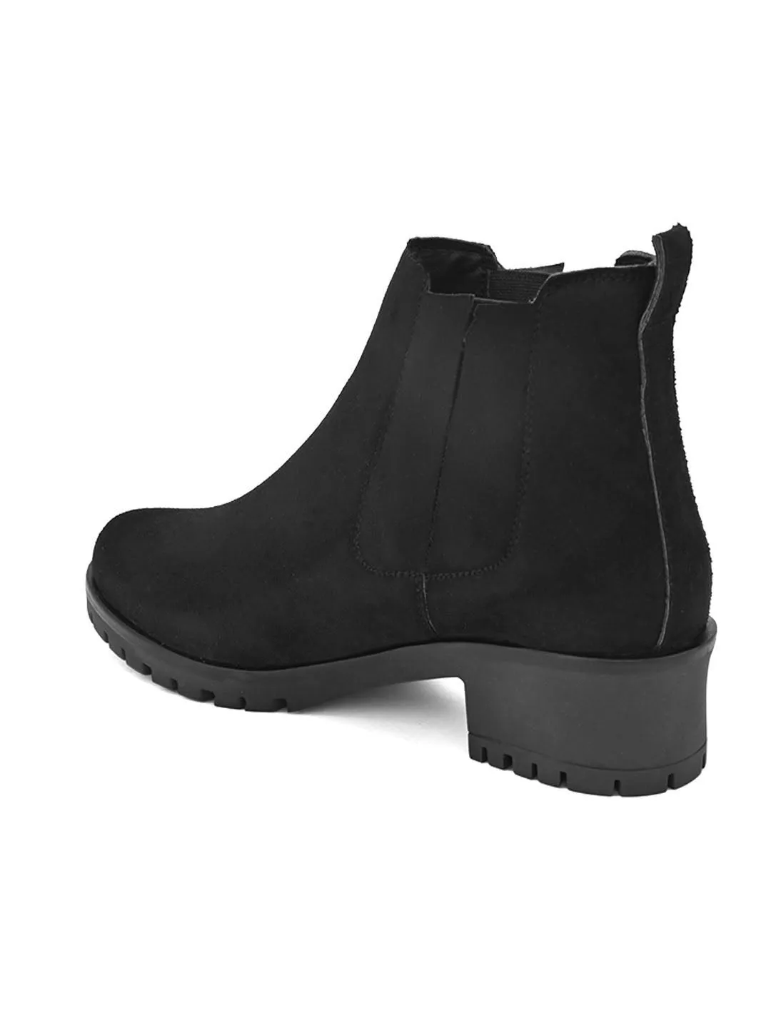 FENTACIA Women Black Suede Chlesea Boots