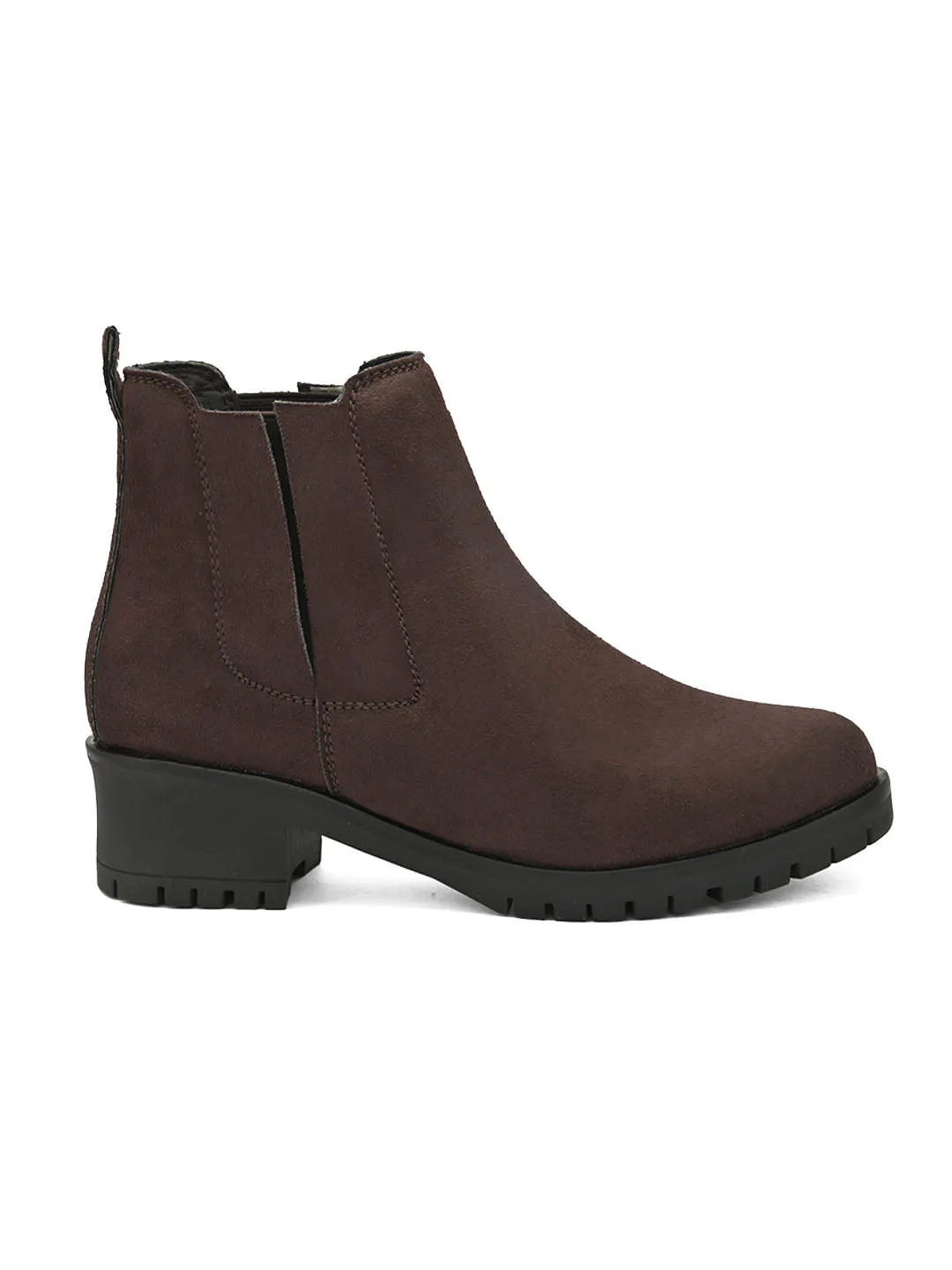 FENTACIA Women Brown Suede Chlesea Boots