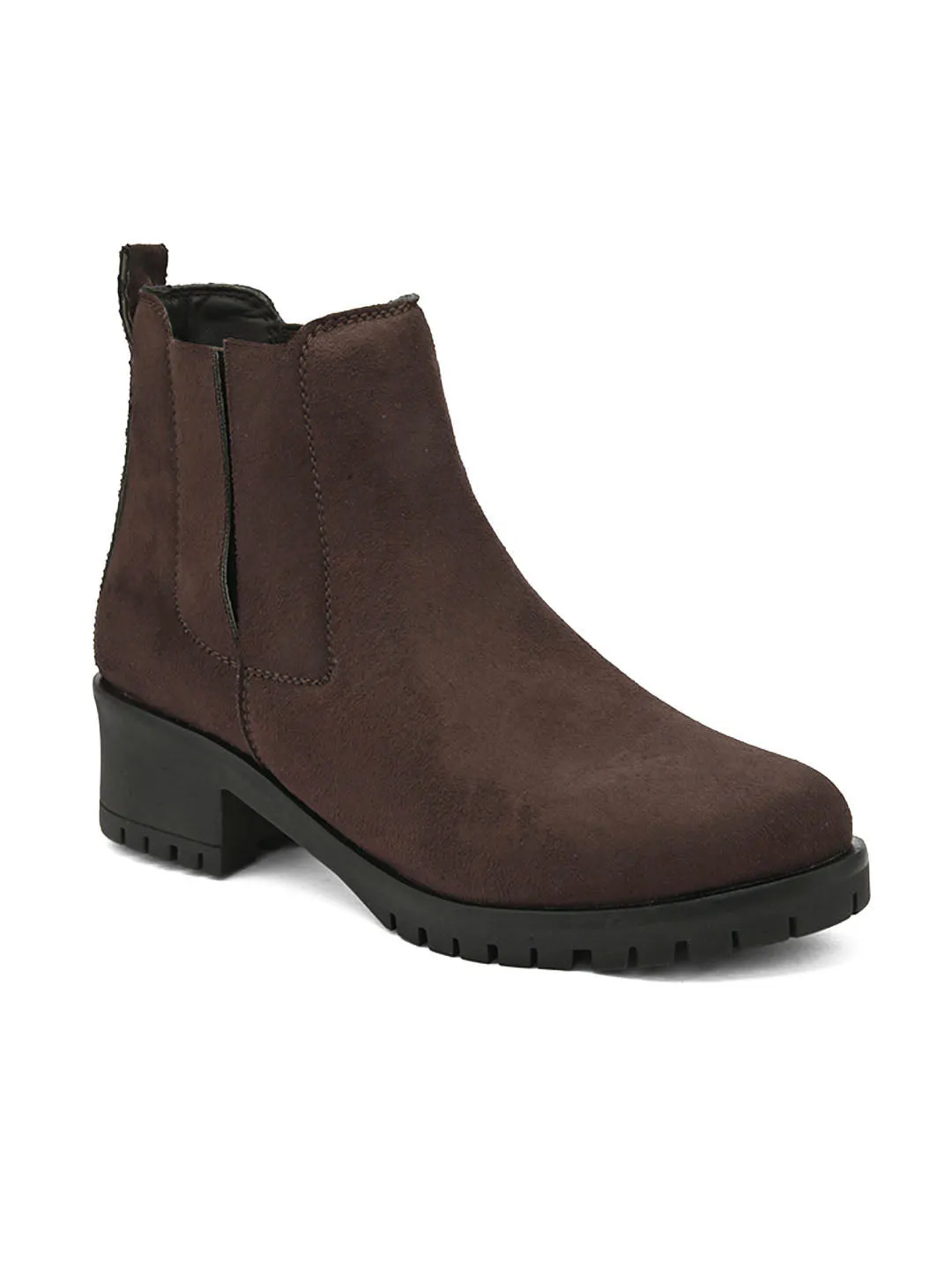 FENTACIA Women Brown Suede Chlesea Boots