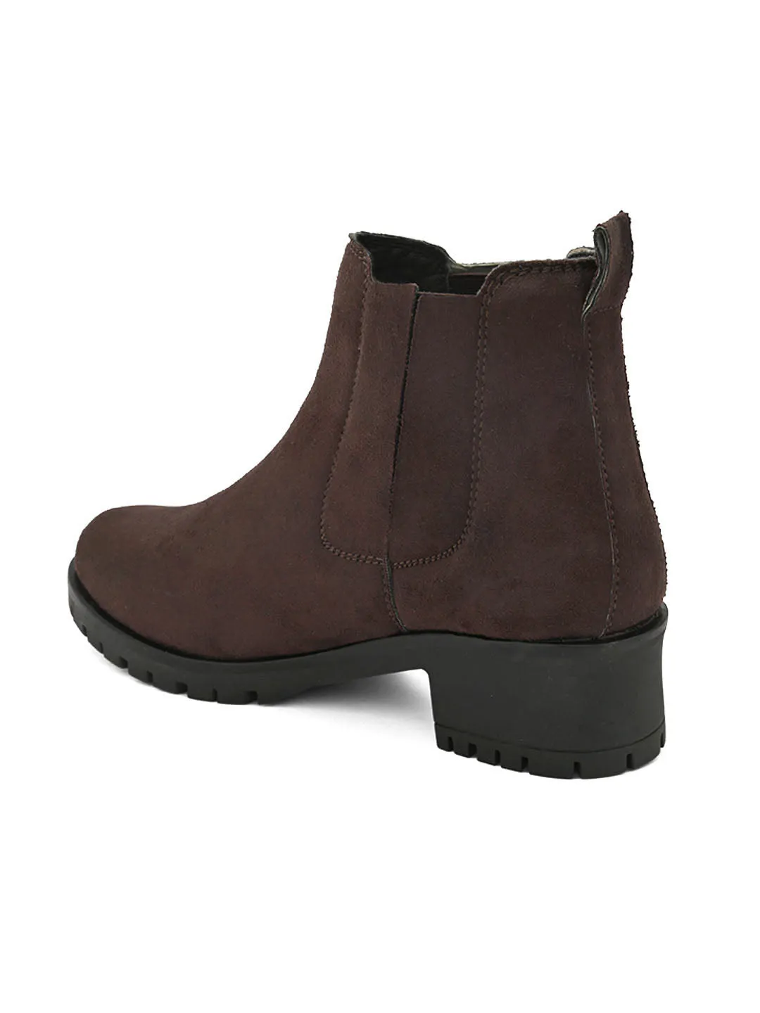 FENTACIA Women Brown Suede Chlesea Boots