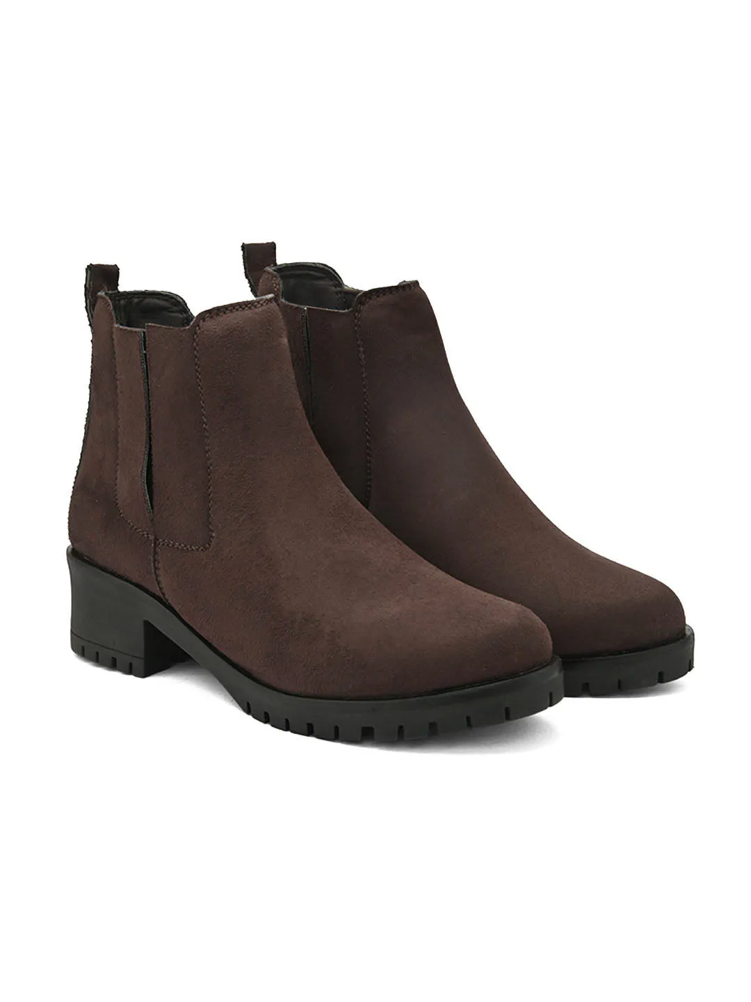 FENTACIA Women Brown Suede Chlesea Boots