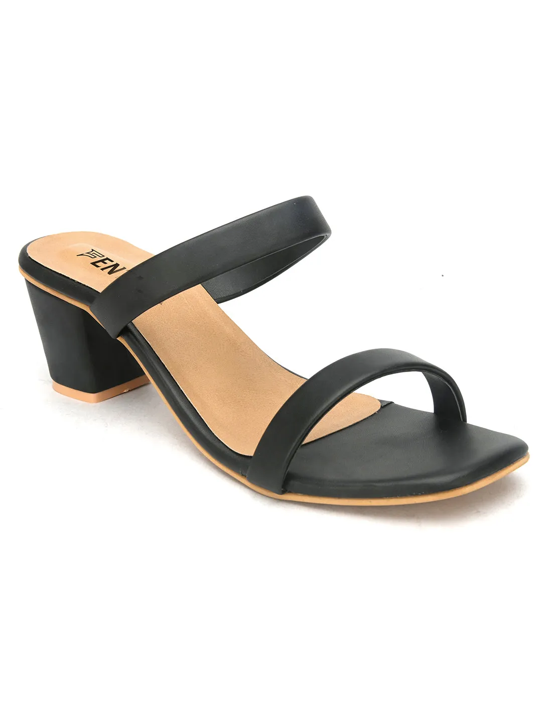 FENTACIA Womens Black Casual Heels