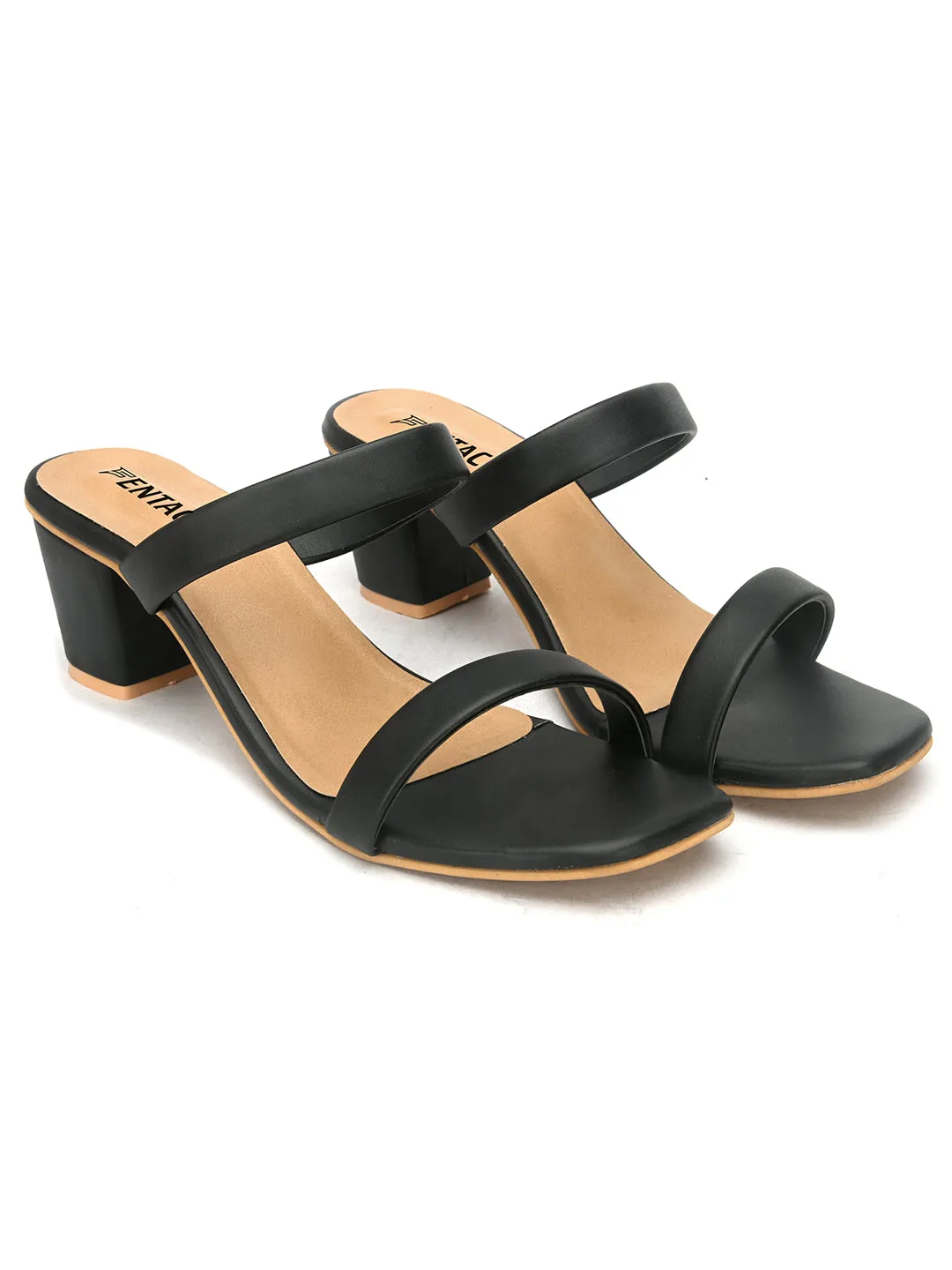 FENTACIA Womens Black Casual Heels