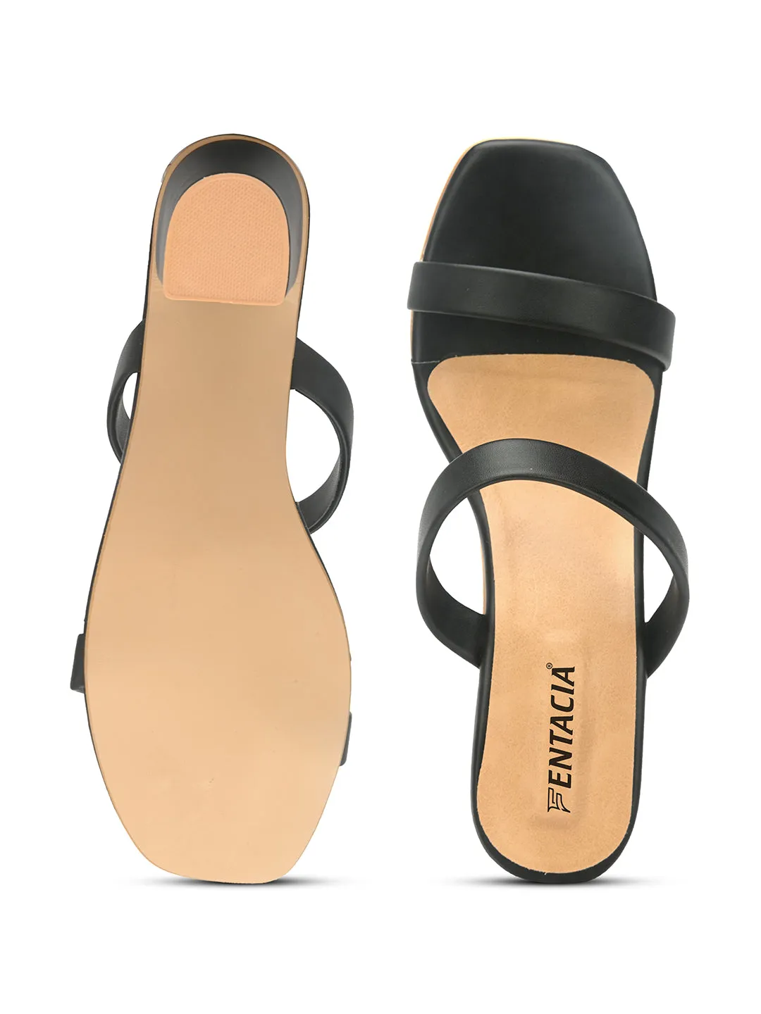 FENTACIA Womens Black Casual Heels