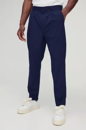 Fixed Waist Pleat Front Tapered Tailored Trousers