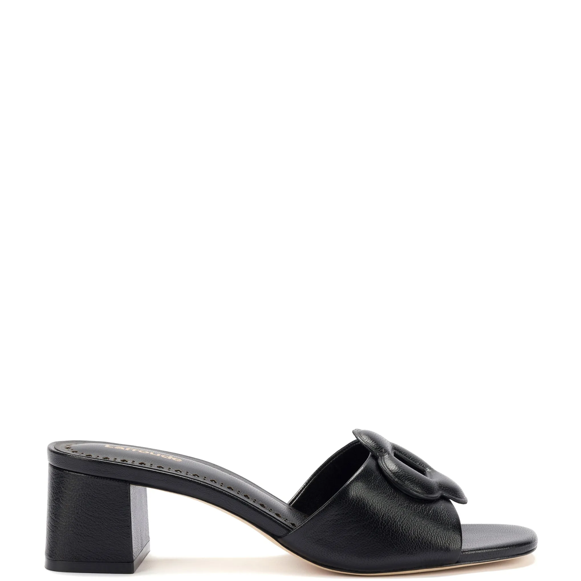 Black Leather Flora Mules