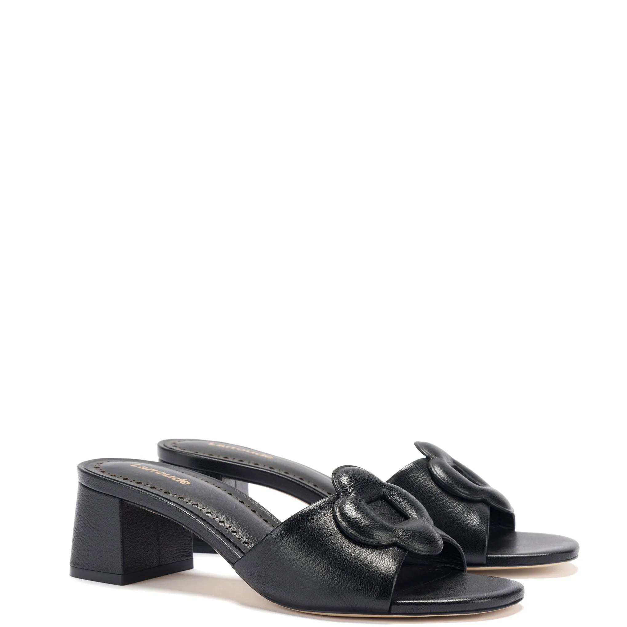 Black Leather Flora Mules