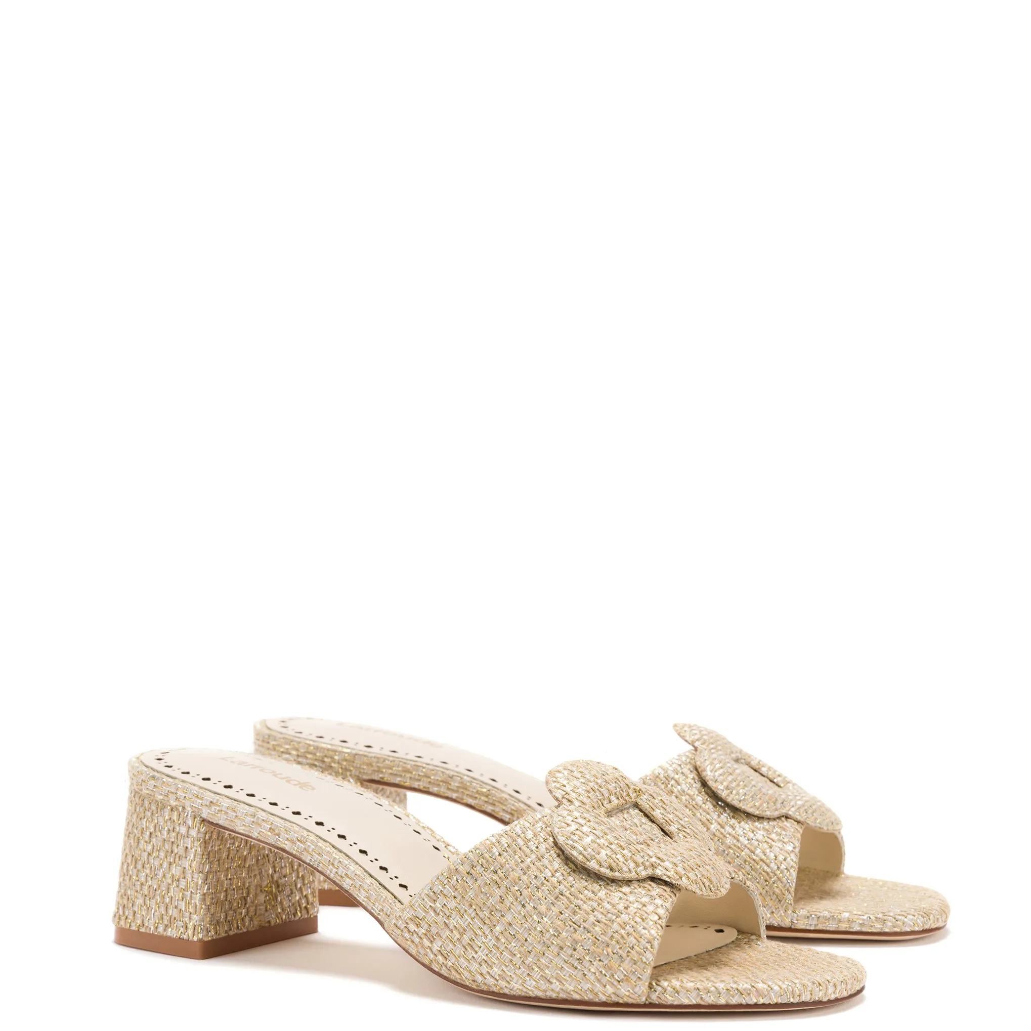 Gold Metallic Raffia Flora Mule