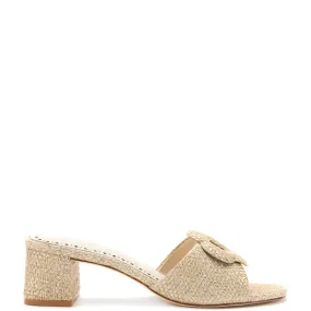 Gold Metallic Raffia Flora Mule