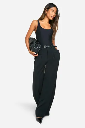 Fluid Belted Wide Leg Trousers