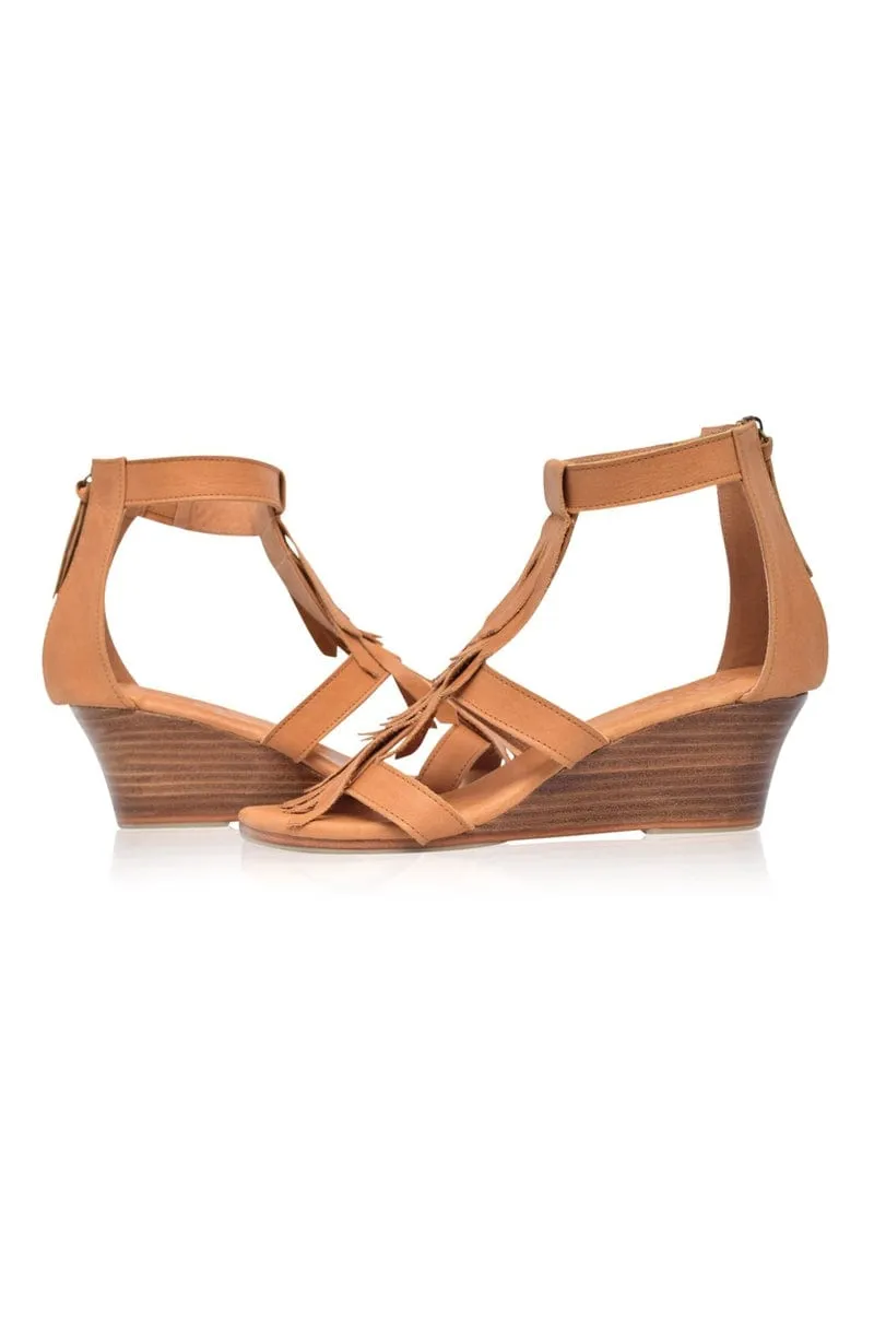 Vintage Tan Fringe Sandals - Buy Now